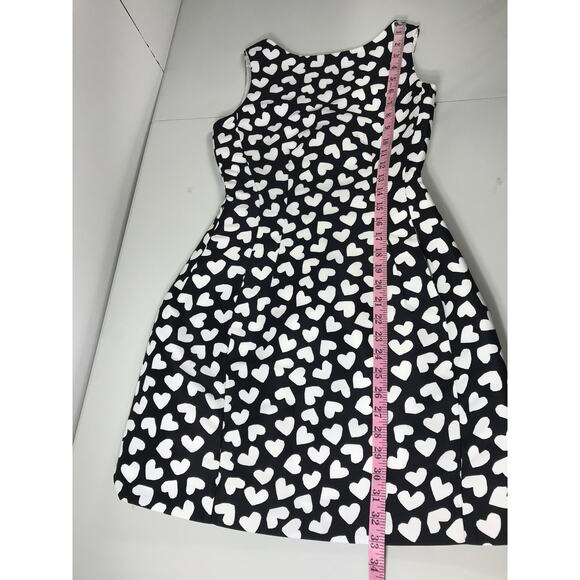 New Kate Spade Dancing Hearts Domino Short Dress Black Cream Feminine Cute Date - Picture 14 of 16